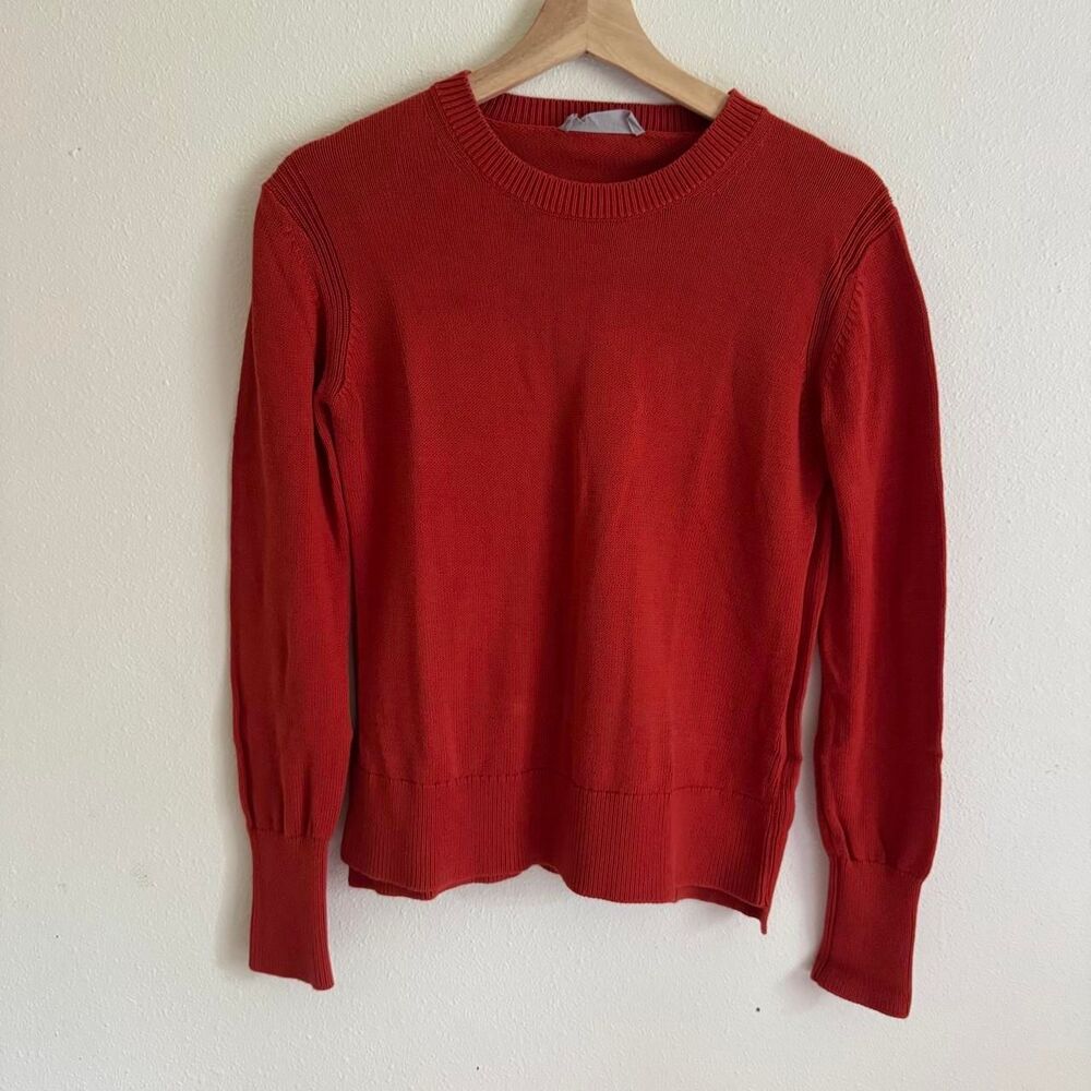 Everlane Poppy Tomato Red Lightweight Cotton Crewneck Sweater Size Small
